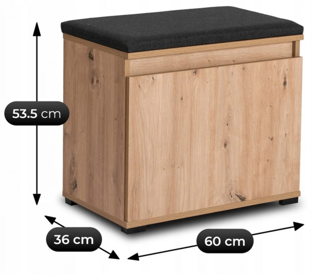 VENORA batų spintelė, 60 cm – Artisan ąžuolas / grafitas