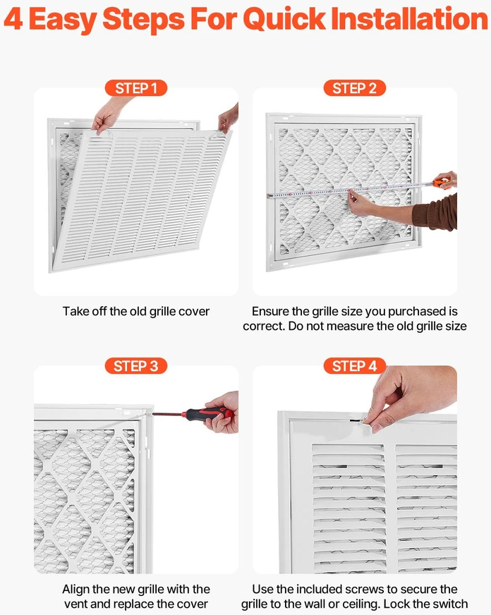 Vevor Oro filtras grotelės su W30 x H20 cm anga