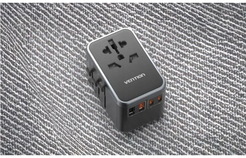 Vention FJFB0 GaN 2xUSB-C 2xUSB-A universalus kelioninis adapteris 65W (juodas)