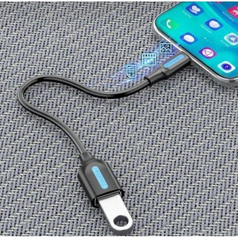 „Vention“ USB 3.1 (1 kartos) C tipo kištukas į A tipo kištuką OTG kabelis, 0,15 m, juodas, PVC tipo