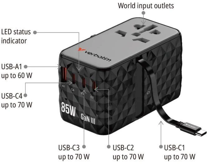 Verbatim CNT-02 Universalus Juoda AC Spartusis įkrovimas Vidaus