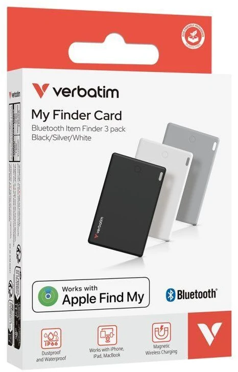 Verbatim My Finder Card Bluetooth juodas sidabrinis ir baltaas – daiktų ieškikliai 3vnt MYFCR-03BSW 32141