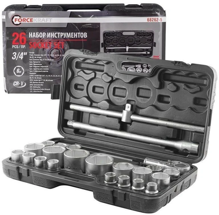 Rockforce Wmc RAKTŲ RINKINYS 26vnt. 3/4″ – 1″ 6KAMP. /FORCEKRAFT