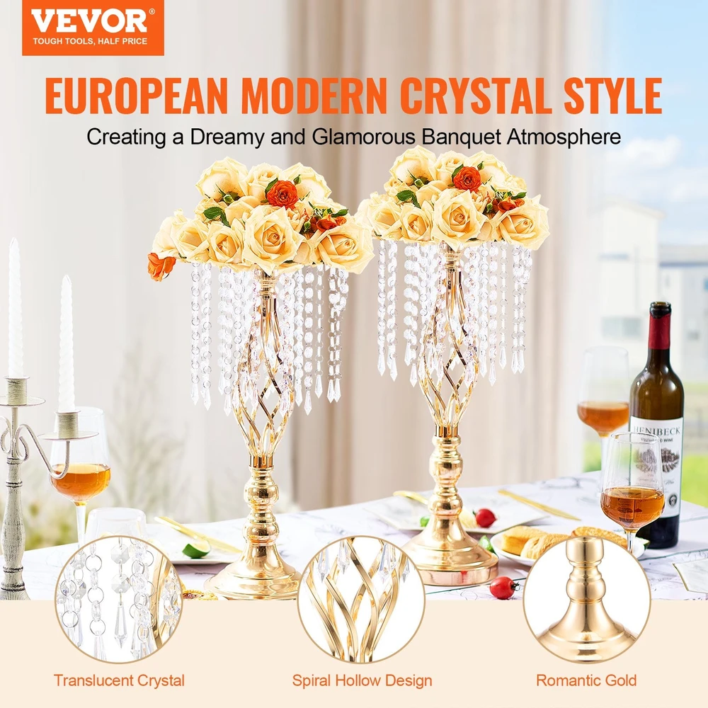 VEVOR 12 vnt. kristalinis vestuvių gėlių stovas 49 cm