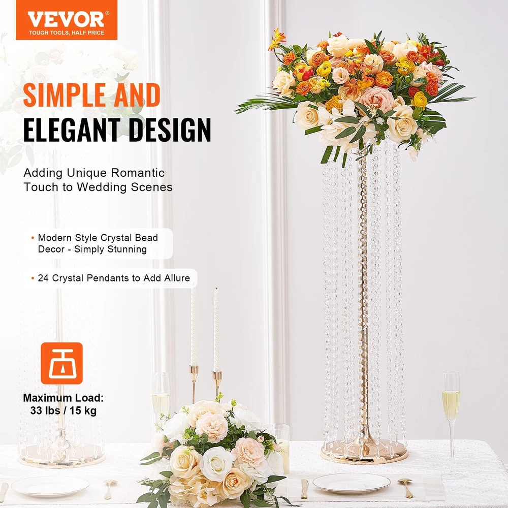 VEVOR 4 vnt. 90 cm aukščio krištolinis vestuvių stovas