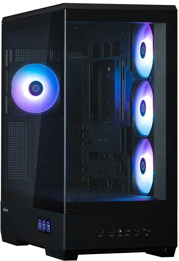 Vidutinio dydžio ATX kompiuterio korpusas su 4 × 120 mm ARGB ventiliatoriais Zalman P50 DS, juodas