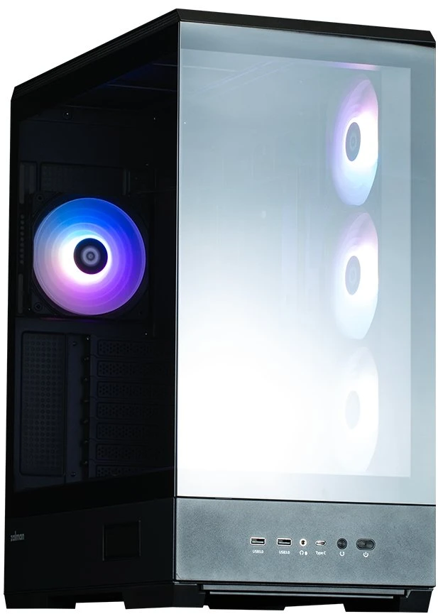 Vidutinio dydžio ATX kompiuterio korpusas su 4 × 120 mm ARGB ventiliatoriais Zalman P50 DS, juodas