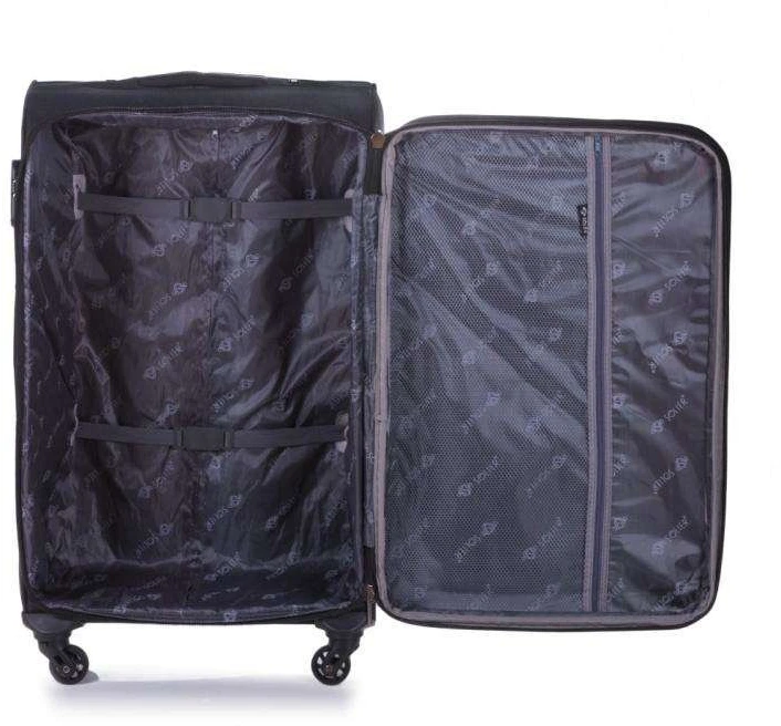 Kelioninis Solier Luggage Vidutinio dydžio tvirtas lagaminas M Solier STL1316 - Tamsiai mėlinas, rudas