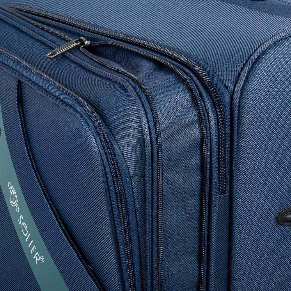 Kelioninis Solier Luggage Vidutinis lagaminas M 23 Solier SOFTFLEX STL2240 - mėlyna ir rudas
