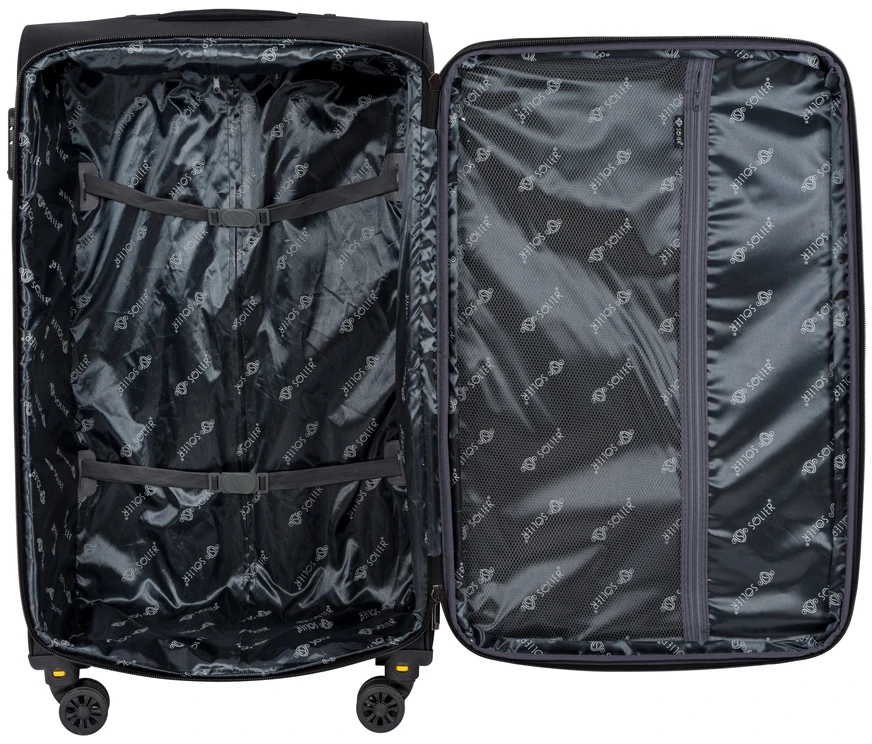 Kelioninis Solier Luggage Vidutinis lagaminas M 23 Solier SOFTFLEX STL2240 - mėlyna ir rudas