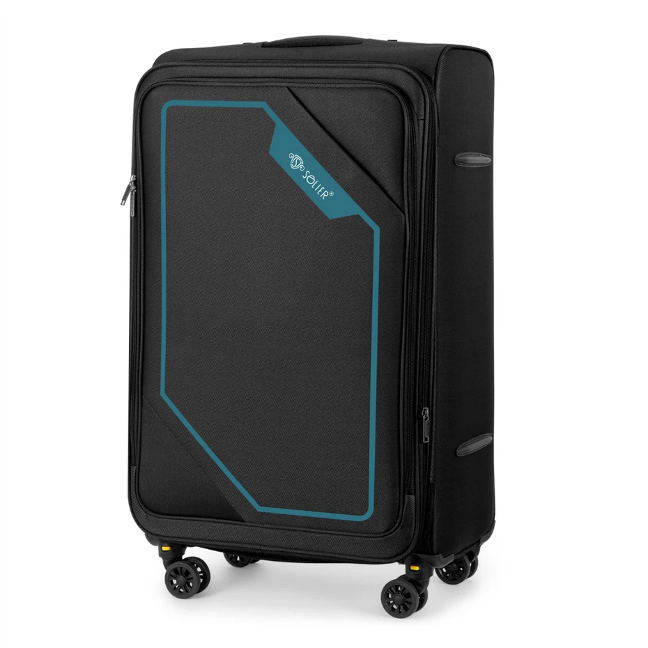 Kelioninis Solier Luggage Vidutinis lagaminas M 23 Solier SOFTFLEX STL2240 - juodas ir žalia