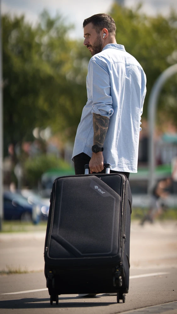 Kelioninis Solier Luggage Vidutinis lagaminas M 23 Solier SOFTFLEX STL2240 - juodas ir rudas