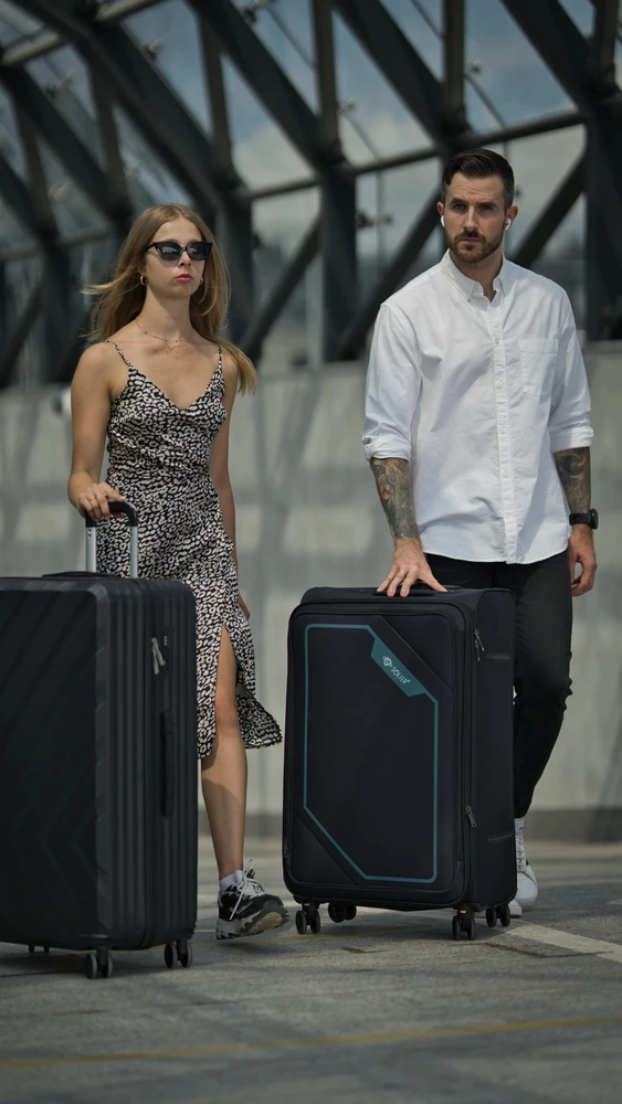 Kelioninis Solier Luggage Vidutinis lagaminas M 23 Solier SOFTFLEX STL2240 - juodas ir žalia