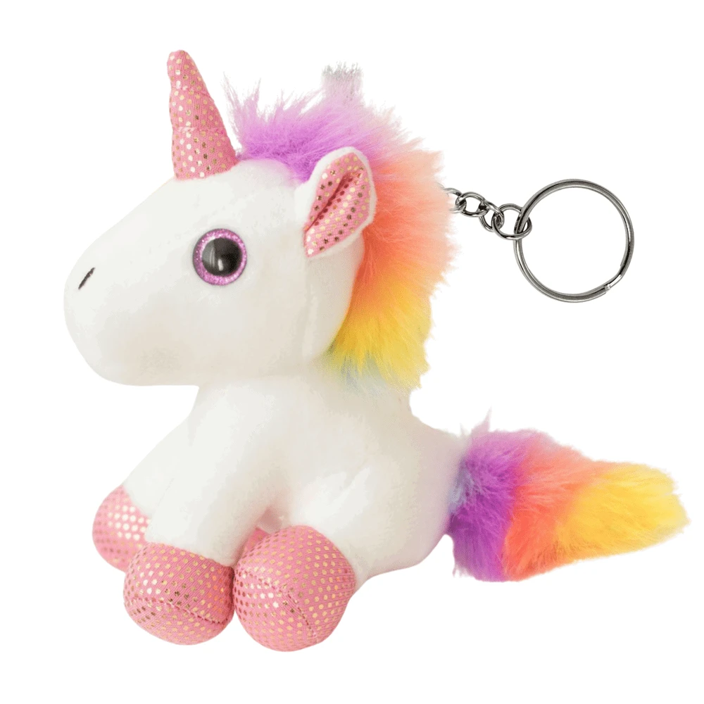 Lean Toys Pliušinis vienaragio pakabukas su metaliniu žiedu, 12 cm