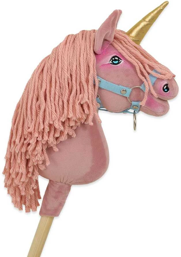 Vienaragis ant lazdos Hobby Horse pastelinės rožinės spalvos A4
