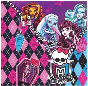 Vienkartinės popierinės servetėlės Monster High, 20 vnt.