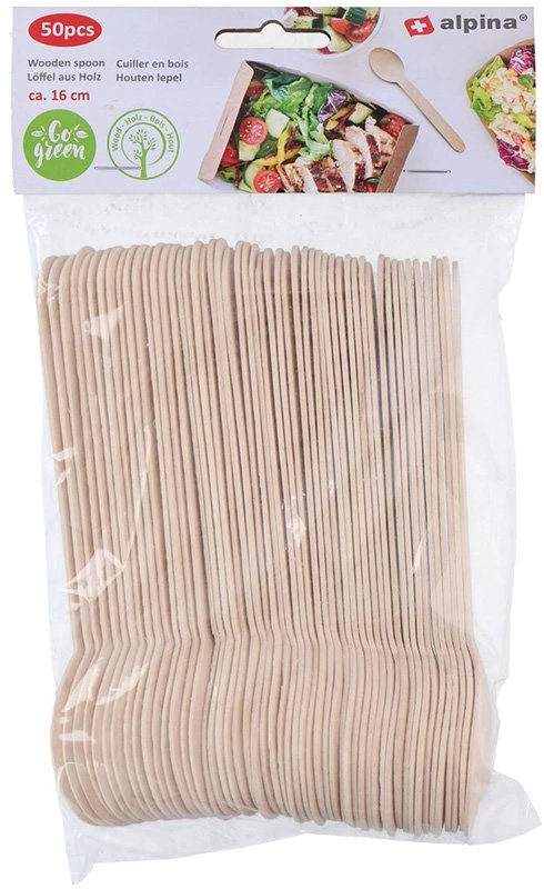 Alpina - Disposable wooden spoons 16 cm 50 pcs