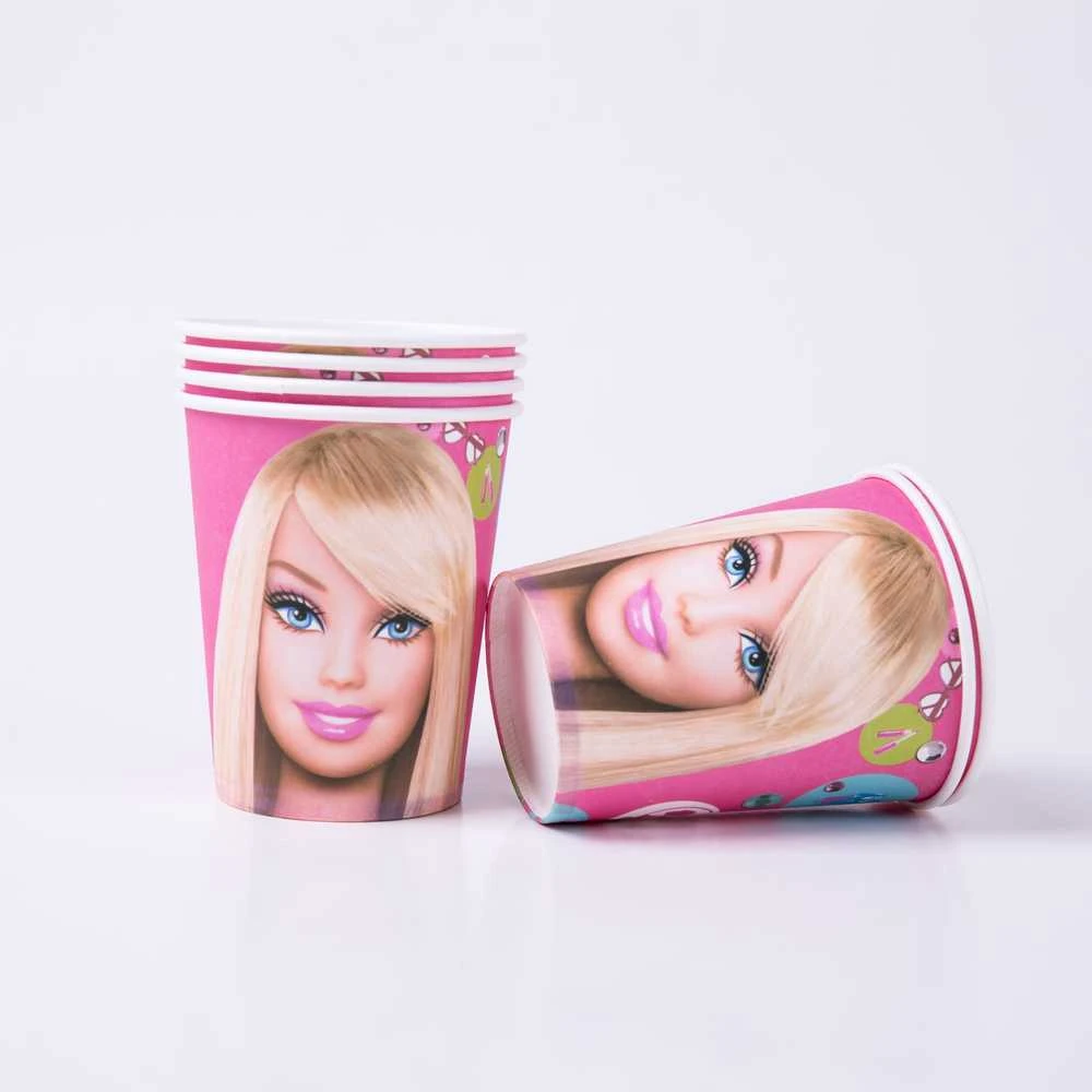 Vienkartiniai puodeliai Barbie, 10 vnt.