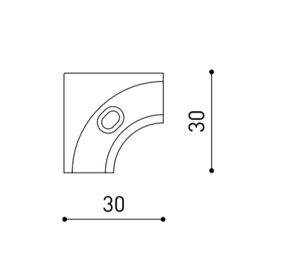 Vienos plokštumos magnetinių bėgelių 90º kampinis sujungimas MINIMAL TRACK 24V, juodas