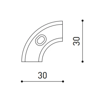 Vienos plokštumos magnetinių bėgelių 90º apvalintas kampinis sujungimas MINIMAL TRACK 24V, juodas