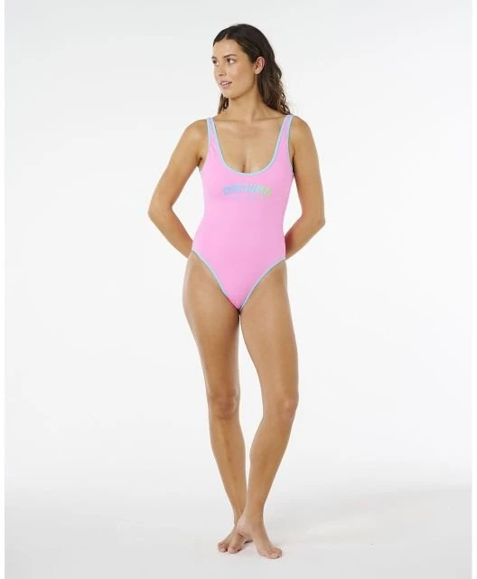 Vientisas maudymosi kostiumėlis Rip Curl Surf Puff, rožinis