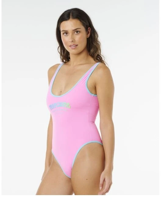 Vientisas maudymosi kostiumėlis Rip Curl Surf Puff, rožinis
