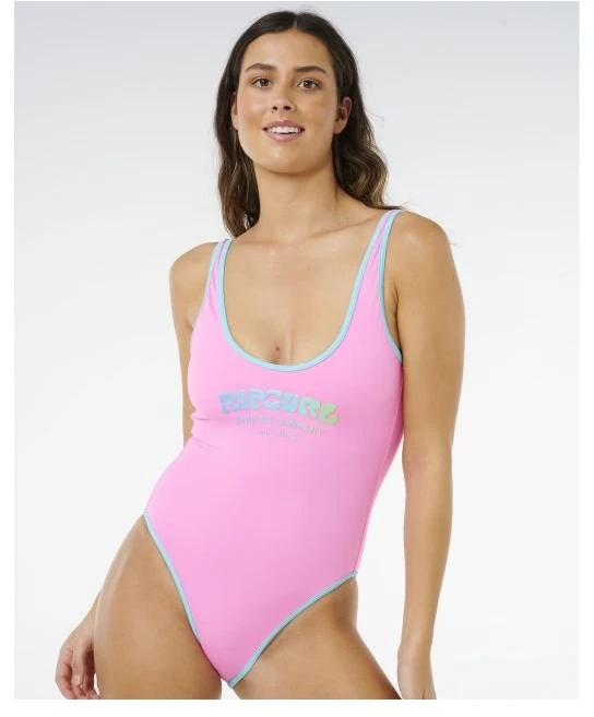 Vientisas maudymosi kostiumėlis Rip Curl Surf Puff, rožinis