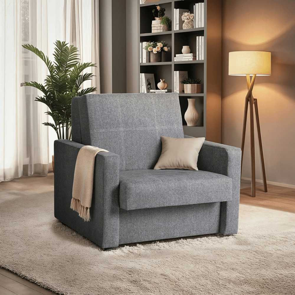 Mebel Elite Išskleidžiamas fotelis-lova MILAN 1, 197 × 97 cm, pilkas