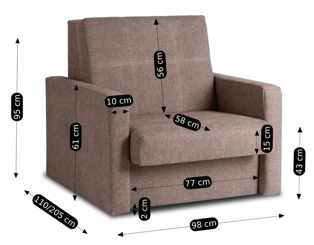 Mebel Elite Vienvietis fotelis-lova MILAN 1, smėlio spalvos
