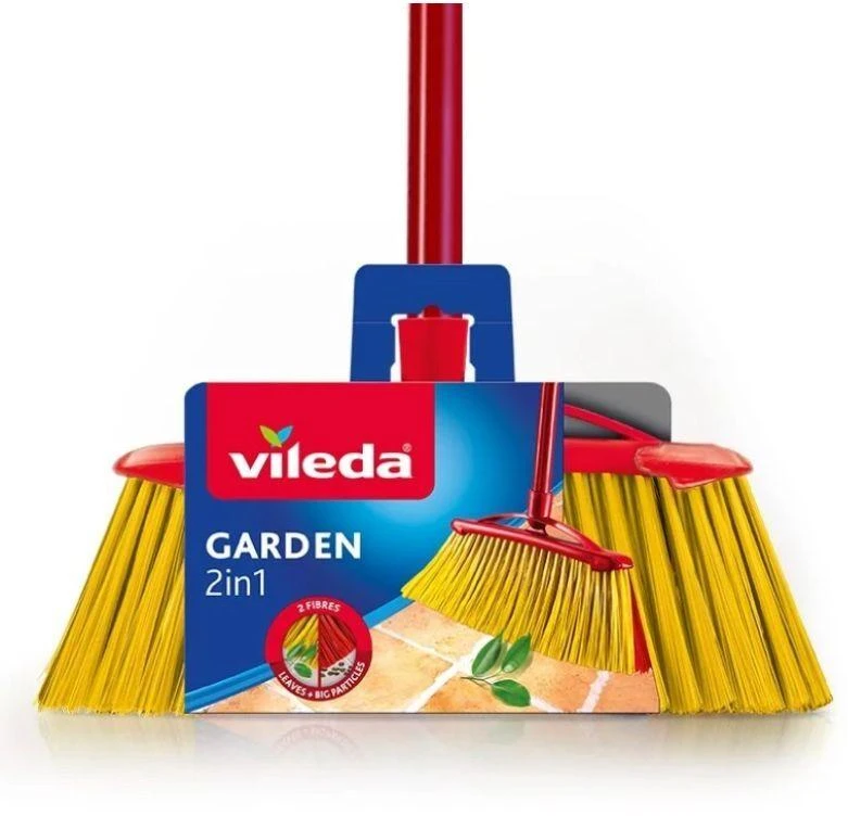 Šluota - Vileda 2in1 Sodo Lauko Raudona/Geltona