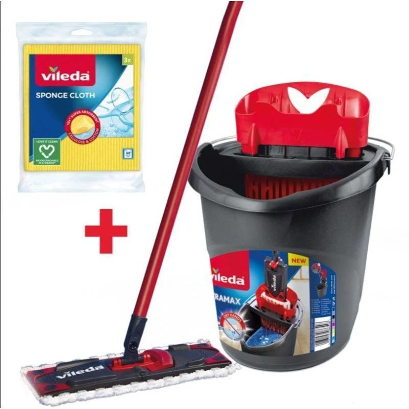 Vileda Ultramax Box su šluota, šluoste ir kibiru + šluostės 3 vnt.