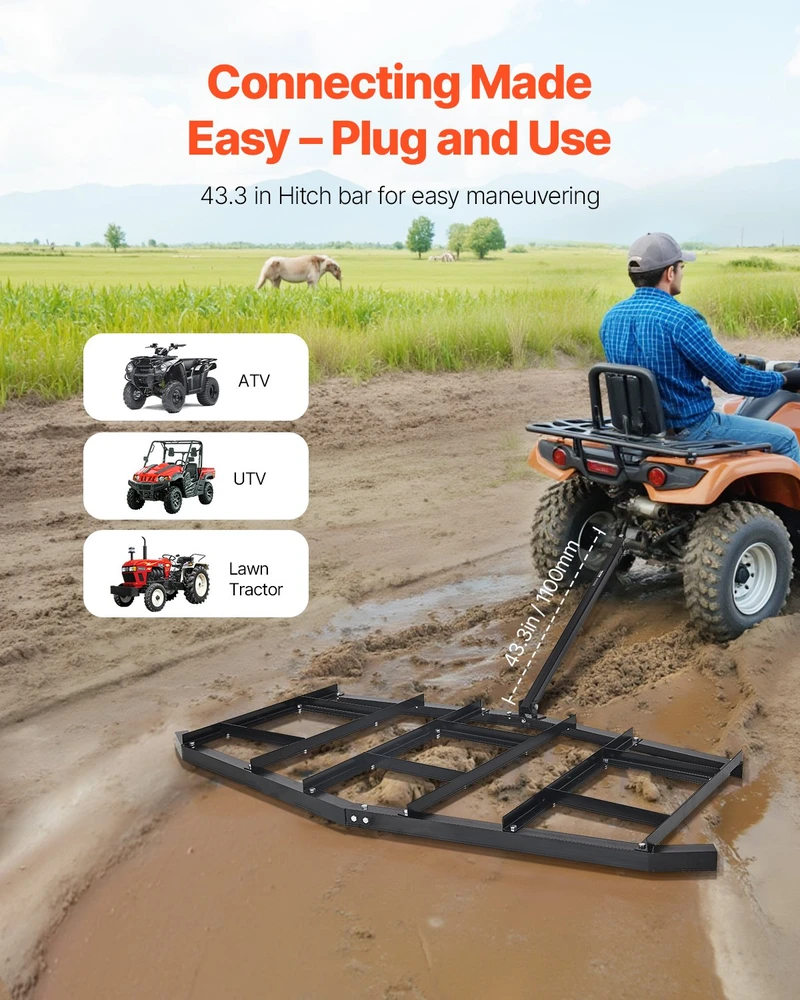 VEVOR Plieninis vilktis žvyrui ATV UTV 215 cm