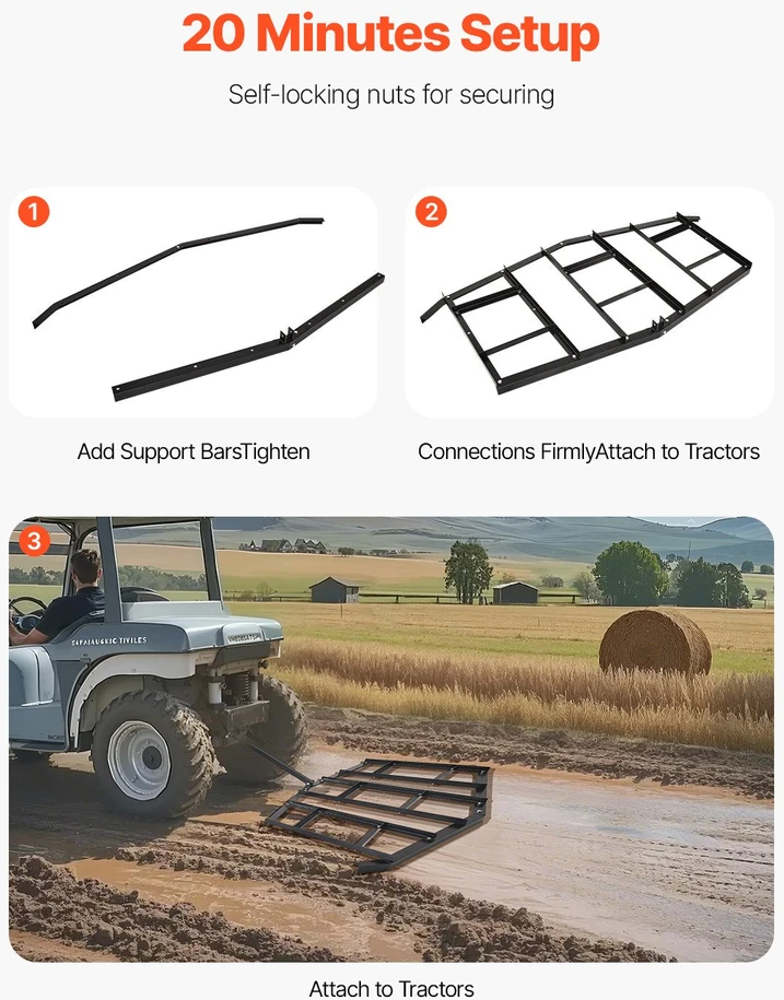 VEVOR Plieninis vilktis žvyrui ATV UTV 215 cm
