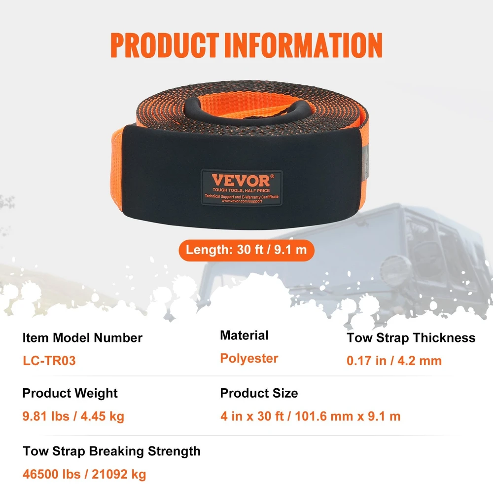 VEVOR 4" x 30' vilkimo lynas automobiliams