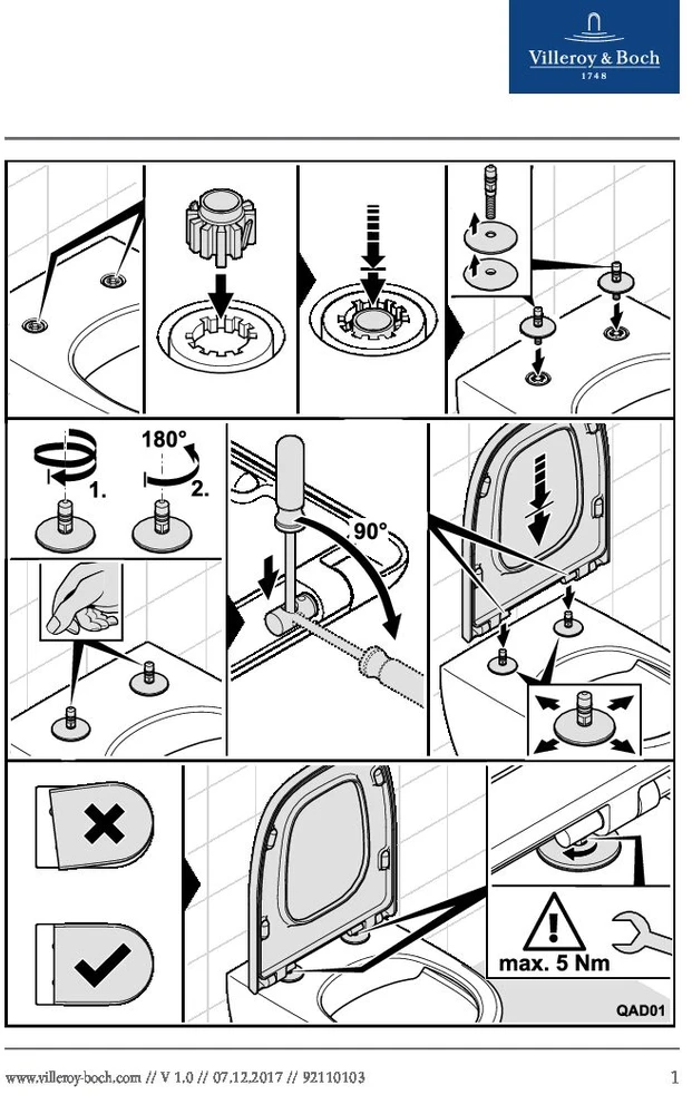 Villeroy & Boch Pakabinamo klozeto dangtis Villeroy ampBoch 9M88S1R1, su ,,Soft Close technologija