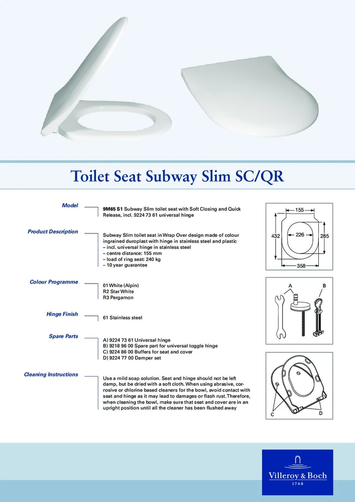 Villeroy & Boch WC dangtis Villeroy&Boch Subway SlimSeat