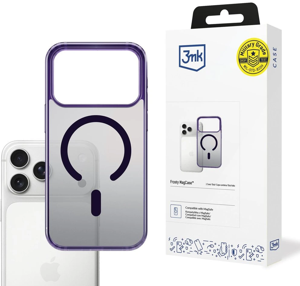 Dėklas 3MK Frosty MagCase skirtas Apple iPhone 17 Pro violetinės spalvos