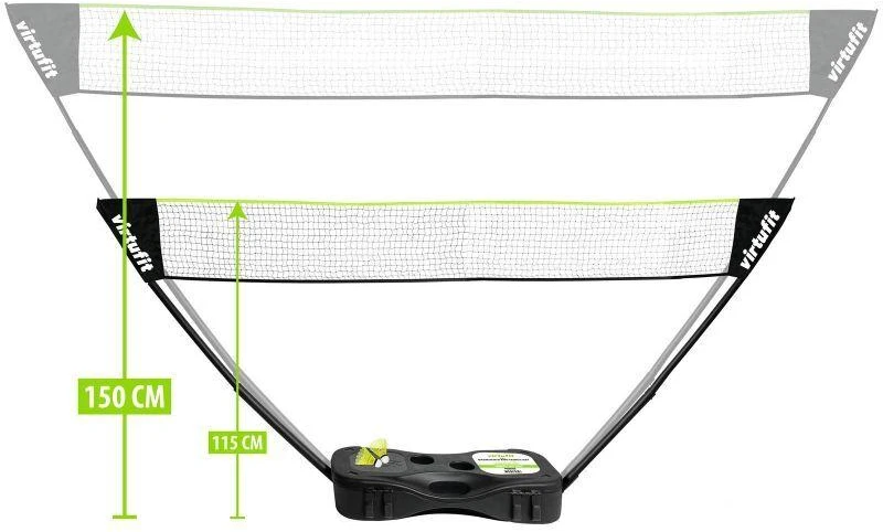 VIRTUFIT 2 VIENAME NEŠIOJAMAS BADMINTONO IR TENISO RINKINYS - SU DĖKLU IR RAKETĖMIS
