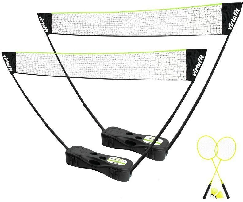VIRTUFIT 2 VIENAME NEŠIOJAMAS BADMINTONO IR TENISO RINKINYS - SU DĖKLU IR RAKETĖMIS