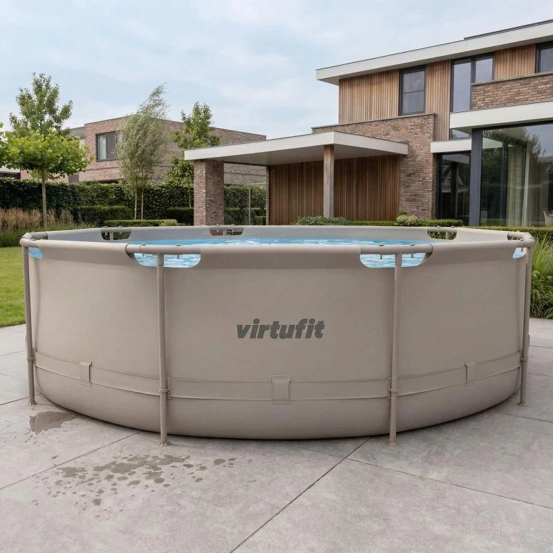 VIRTUFIT apvalus baseinas 366 cm su filtravimo siurbliu, smėlio spalvos