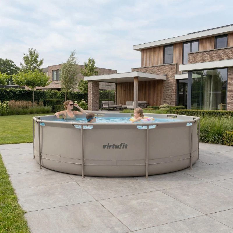 VIRTUFIT apvalus baseinas 366 cm su filtravimo siurbliu, smėlio spalvos