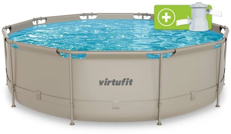 VIRTUFIT apvalus baseinas 366 cm su filtravimo siurbliu, smėlio spalvos