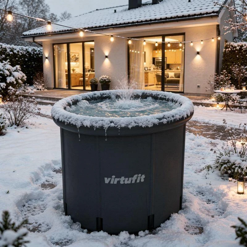 VIRTUFIT LEDINĖ VONIA XXL - 375 LITRAI - ANTRACITO SPALVOS - SU PRIEDAIS