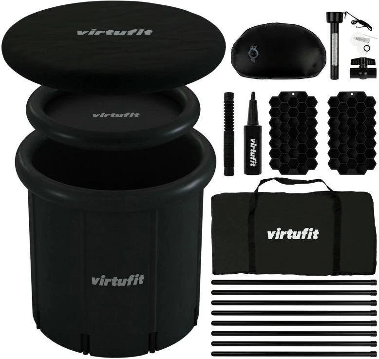 VIRTUFIT LEDINĖ VONIA XXL - 375 LITRAI - ANTRACITO SPALVOS - SU PRIEDAIS