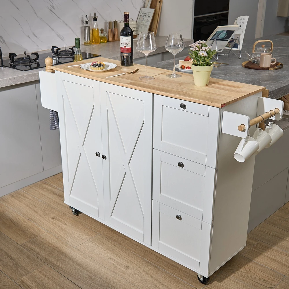 VEVOR Virtuvinis vežimėlis su mediniu stalviršiu