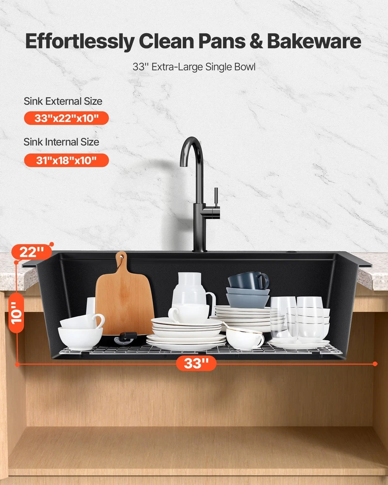 VEVOR 84 cm granito plautuvė virtuvei