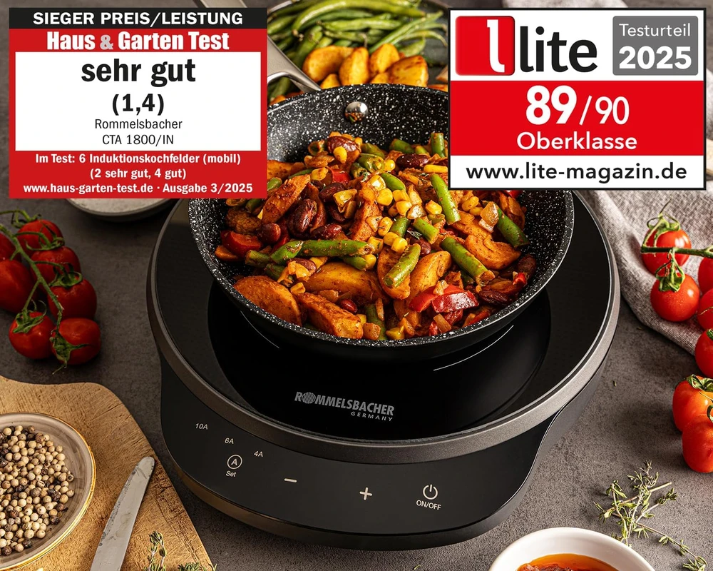 Viryklė Rommelsbacher indukcinė vienvietė kaitlentė 1800 W su galios ribojimu CTA 1800/IN