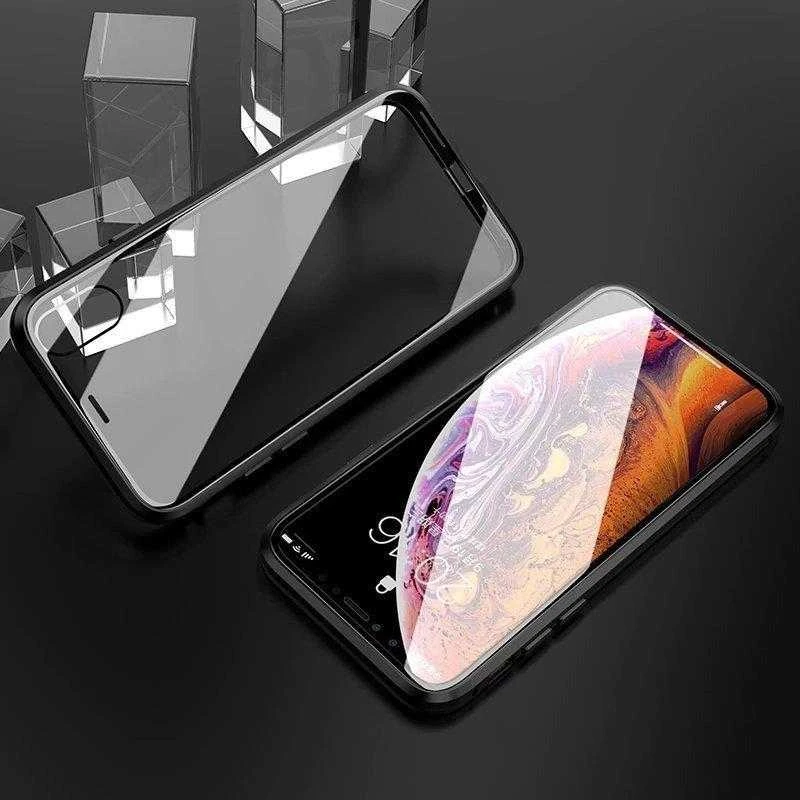 Wozinsky Full Magnetic Visas korpusas priekyje ir gale su įmontuotu stiklu Samsung Galaxy A72 4G dėklas telefonui skaidrus