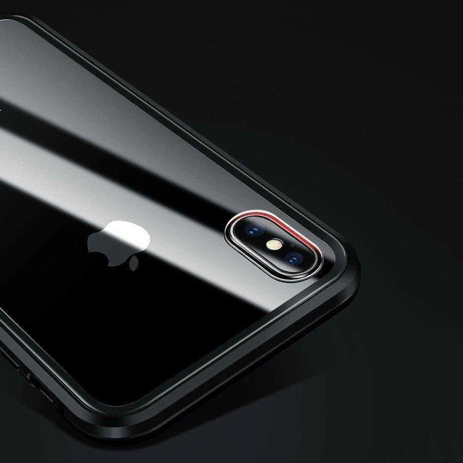 Wozinsky Full Magnetic Visas korpusas priekyje ir gale su įmontuotu stiklu Samsung Galaxy A72 4G dėklas telefonui skaidrus