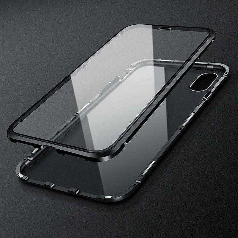Wozinsky Full Magnetic Visas korpusas priekyje ir gale su įmontuotu stiklu Samsung Galaxy A72 4G dėklas telefonui skaidrus